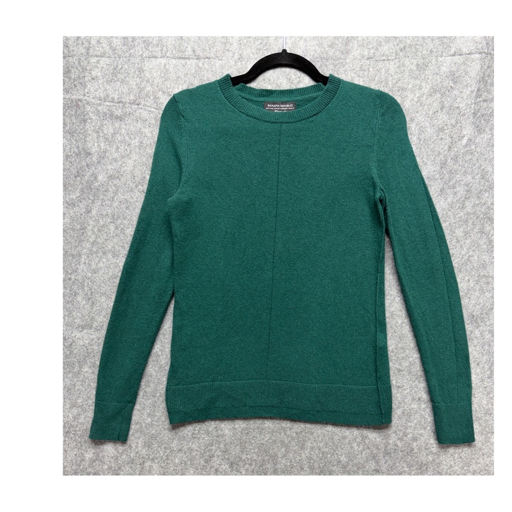 Banana Republic Merino Wool Cashmere Blend Green Crewneck Sweater Small Filpucci